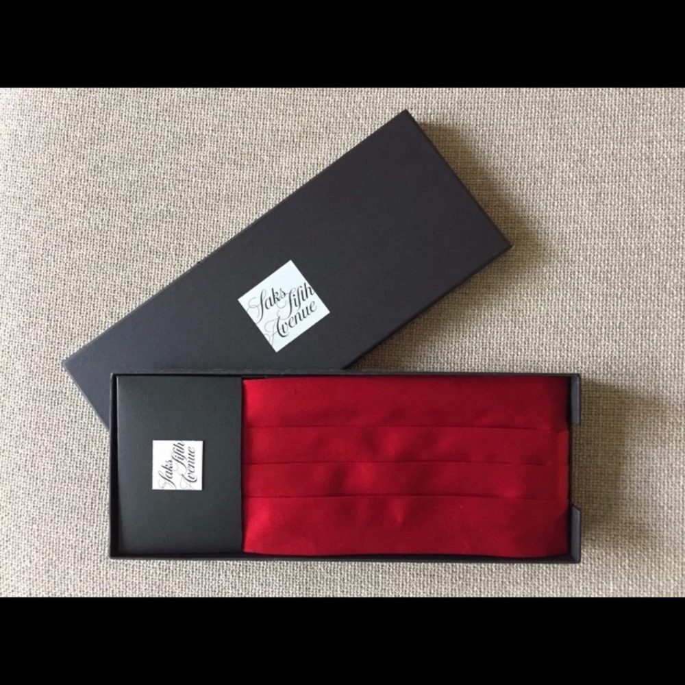 Saks Fifth Avenue Red Silk Cummerbund
